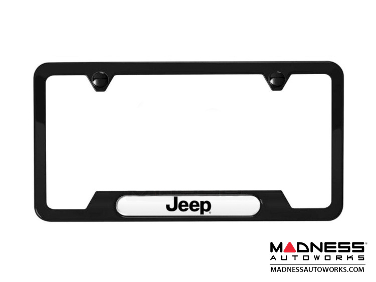 Jeep Compass License Plate Frame - Satin Black w/ Jeep Logo